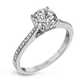 18K White Gold Diamond Engagement Ring with Thin Cathedral Shank by Simon G. Jewelry