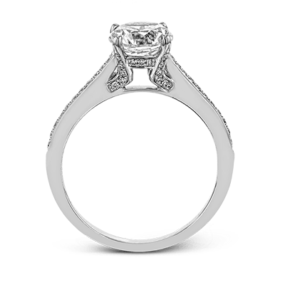 18K White Gold Diamond Engagement Ring with Thin Cathedral Shank by Simon G. Jewelry
