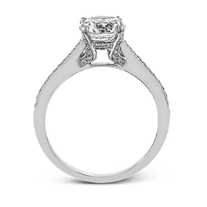 18K White Gold Diamond Engagement Ring with Thin Cathedral Shank by Simon G. Jewelry