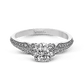 18K White Gold Diamond Vintage Scroll Design Engagement Ring by Simon G. Jewelry