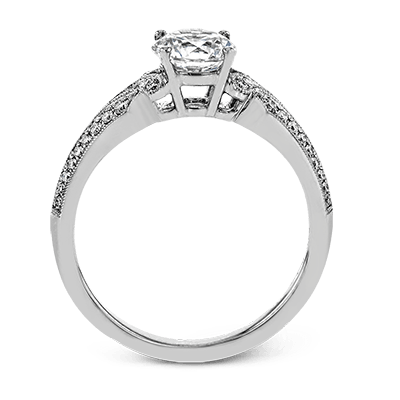 18K White Gold Diamond Vintage Scroll Design Engagement Ring by Simon G. Jewelry
