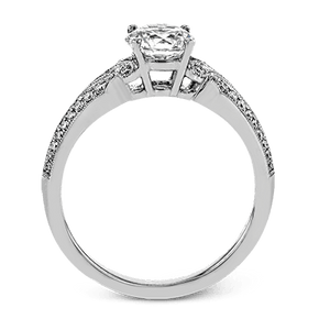 18K White Gold Diamond Vintage Scroll Design Engagement Ring by Simon G. Jewelry