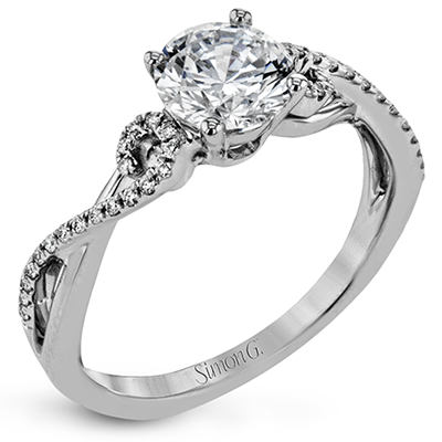 18K White Gold Diamond Engagement Ring with Crossover Loop Design by Simon G. Jewelry