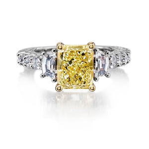 Custom Made Vivid Fancy Yellow Diamond Ring