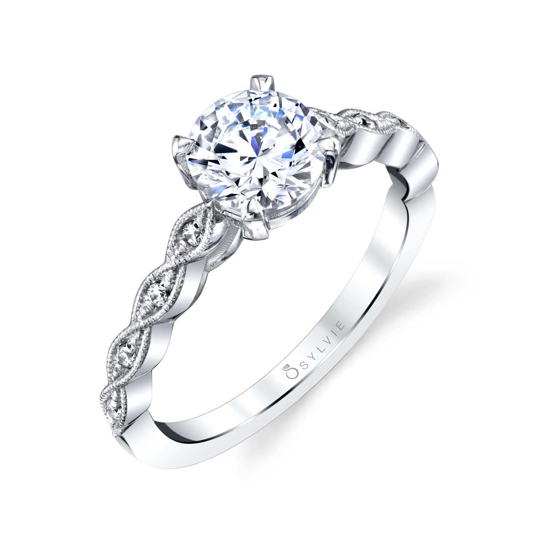 Sylvie 14K White Gold Solitaire Engagement "Elena" Ring