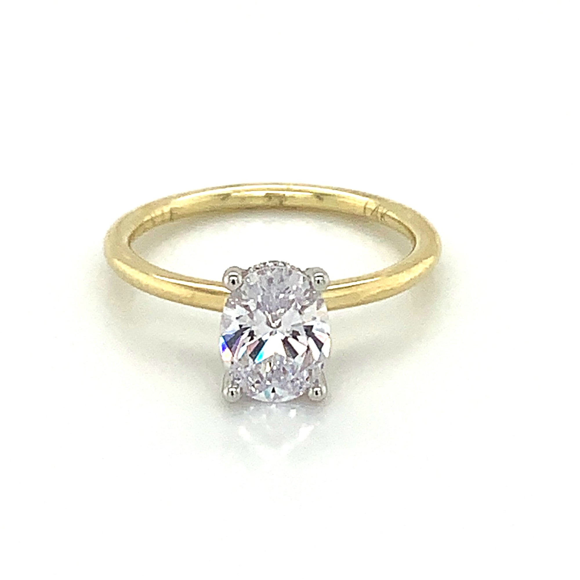 Sylvie 14K Yellow Gold Oval Hidden Halo Diamond Engagement Ring
