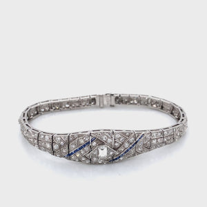 Vintage Art Deco Platinum Diamond & Sapphire Bracelet