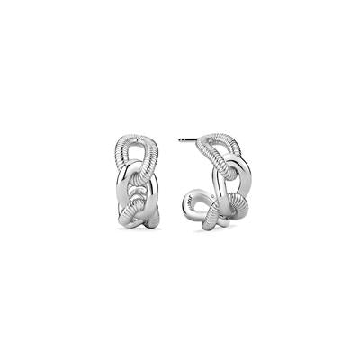 Judith Ripka Sterling Silver Open Link Half Hoop Eternity Earrings