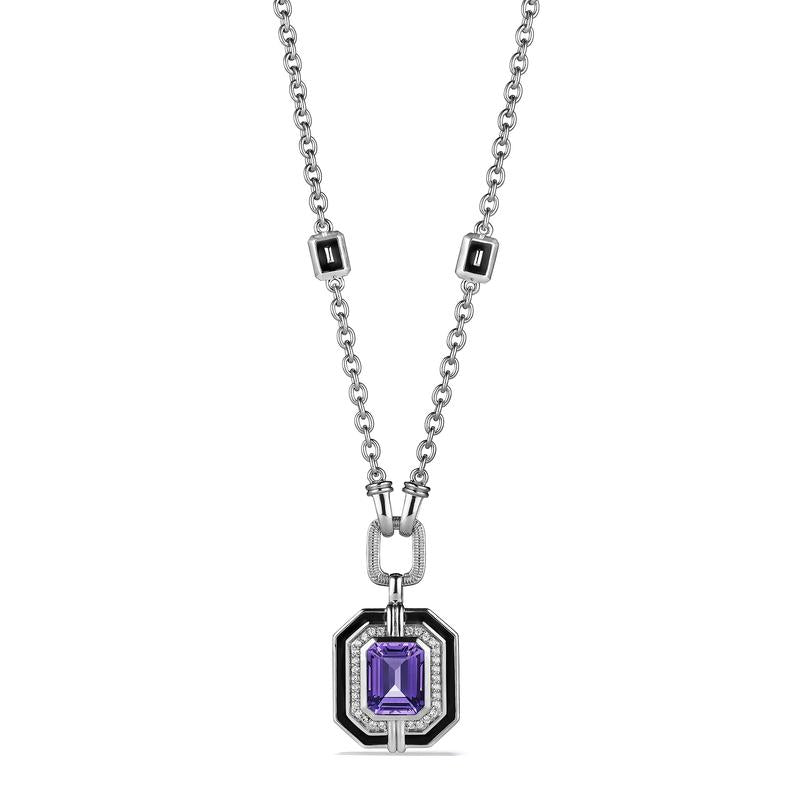 Judith Ripka Sterling Silver Amethyst & Diamond Jardin Pendant Necklace