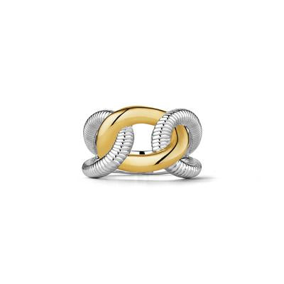 Judith Ripka Sterling Silver & 18K Yellow Gold Interlock Eternity Ring