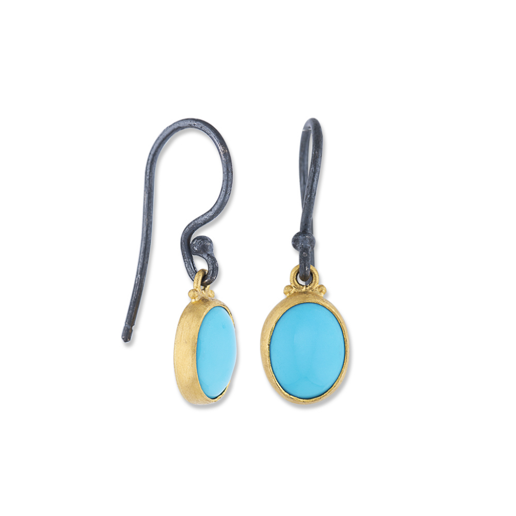 Lika Behar 24K Gold & Sterling Silver Sleeping Beauty Turquoise Drop Earrings