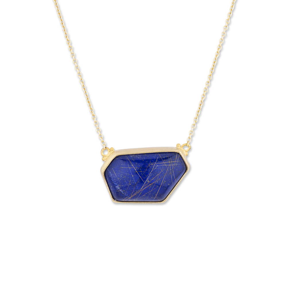 Lika Behar 22K Yellow Gold Lapis & Rutilated Quartz Necklace