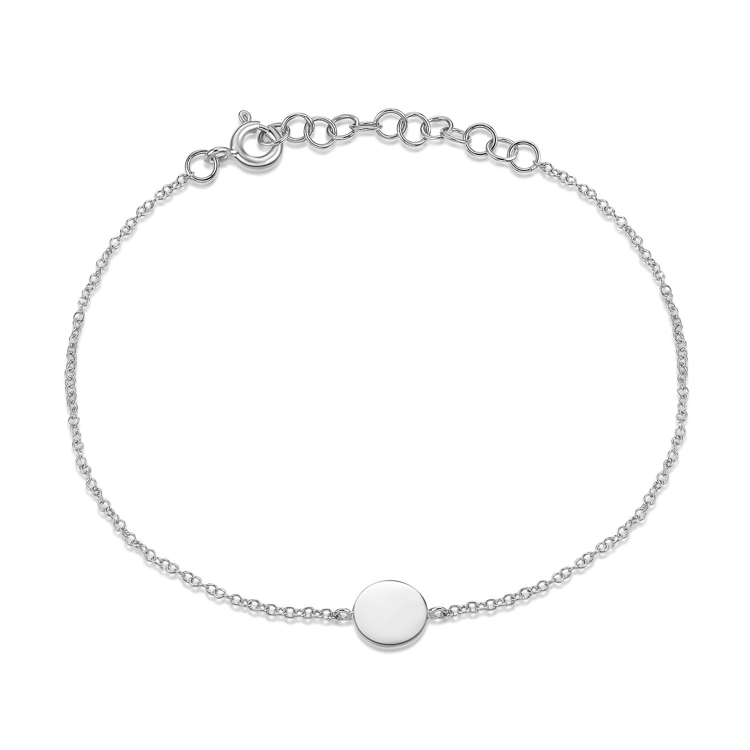 14K White Gold Circle Disc Bracelet