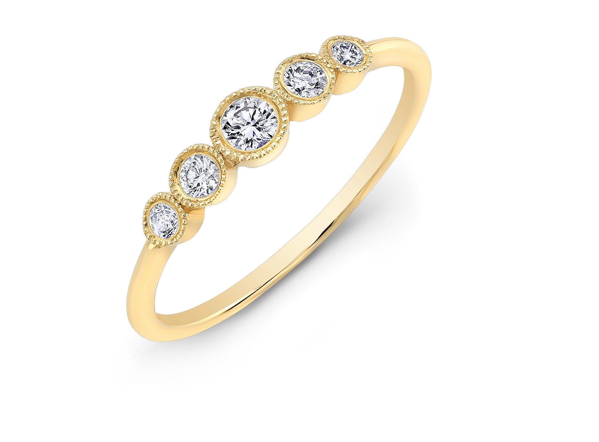 14K Yellow Gold Five Stone Bezel Diamond Ring