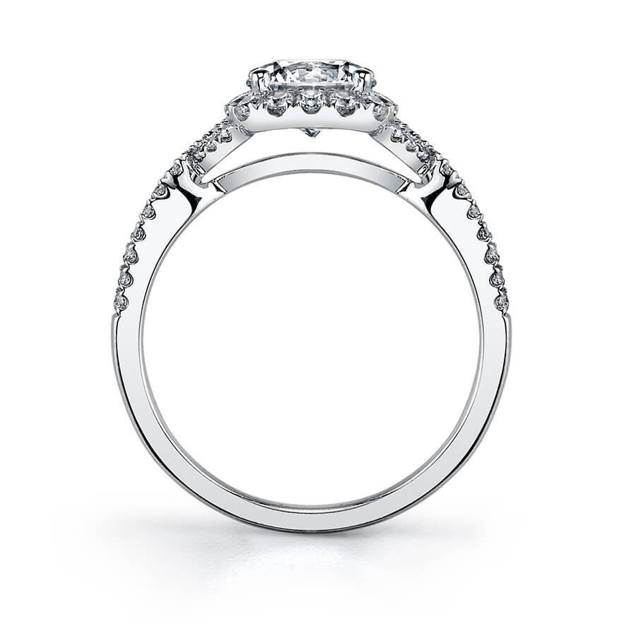 Sylvie 14K White Gold "Faustine" Classic Spiral Halo Engagement Ring - S1078