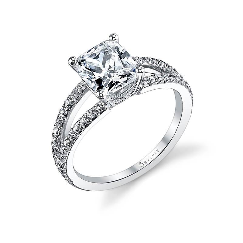 Sylvie "Marie"  Cushion Cut Split Shank Engagement Ring S1101