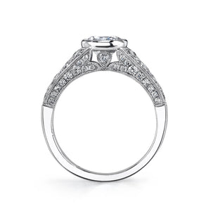Sylvie 14K White Gold "Barbara" Vintage Bezel Set Diamond Engagement Ring