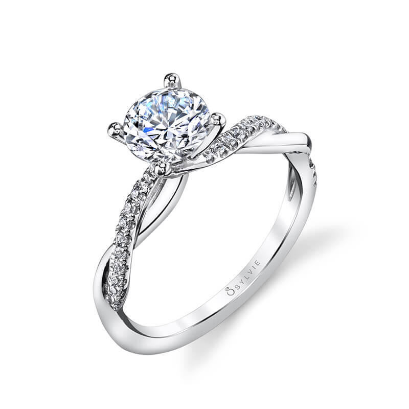 Sylvie Yasmine - 14K White Gold Diamond Spiral Engagement Ring
