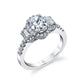Sylvie 14K White Gold "Paige" Three Stone Oval Cut Halo Engagement Ring - S1596S
