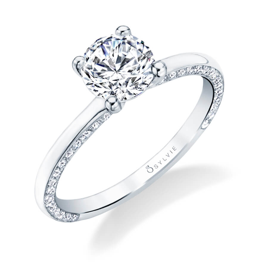 Sylvie 14K White Gold "Messaline" Modern Solitaire Engagement Ring - S1701