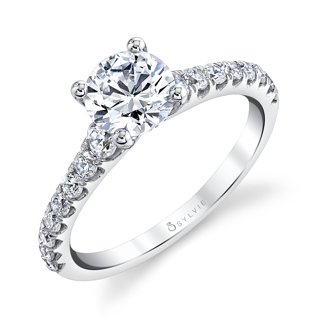 Sylvie 14K White Gold Diamond Shared Prong Diamond Engagement Ring