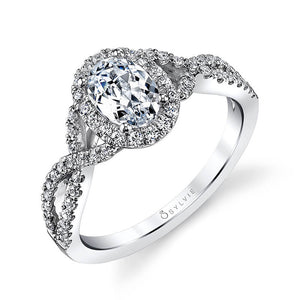 Sylvie 14K White Gold "Jocelina" Oval Shape Spiral Diamond Engagement Ring