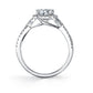 Sylvie 18K White Gold Twist Design Diamond Halo Engagement Ring