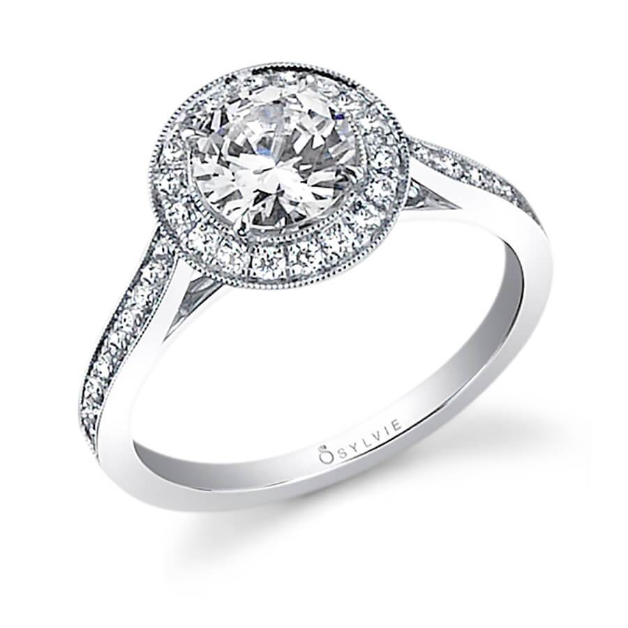 Sylvie "Yvette" Classic Round Engagement Ring with Halo SY310