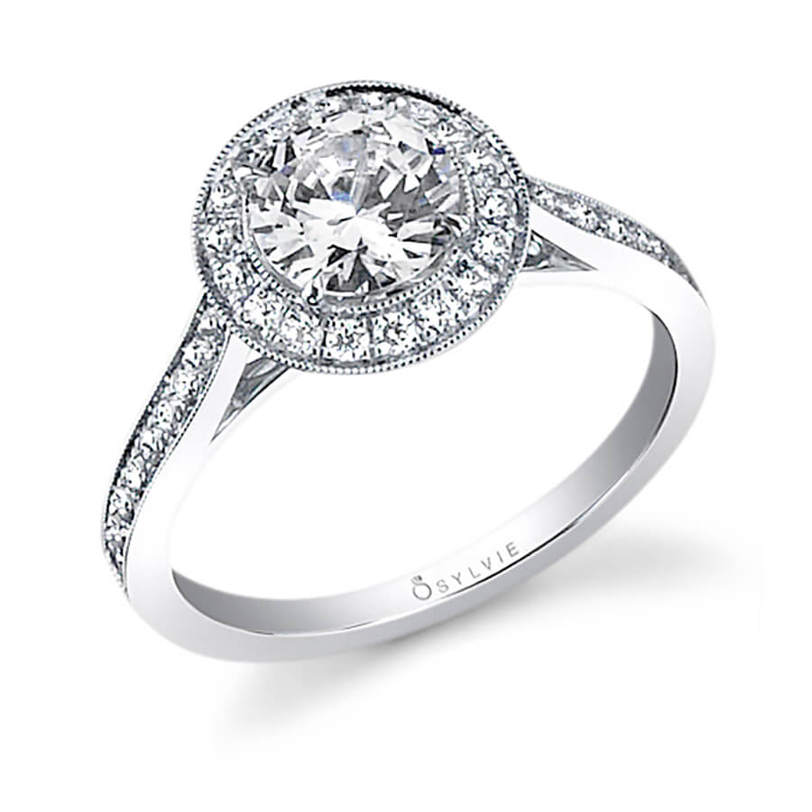 Sylvie 18K White Gold Bezel Style Diamond Engagement Ring