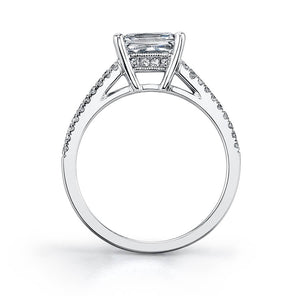 Sylvie 14K White Gold "Monique" Engagement Ring with Diamond Split Shank