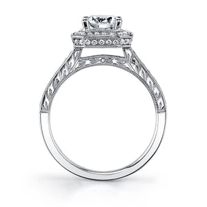 Sylvie 14K White Gold Oval Diamond East/West Halo Engagement Ring